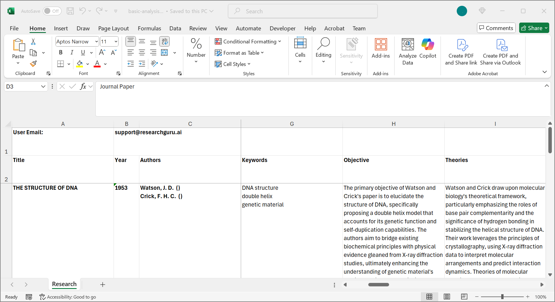 Preview of XLSX report export
