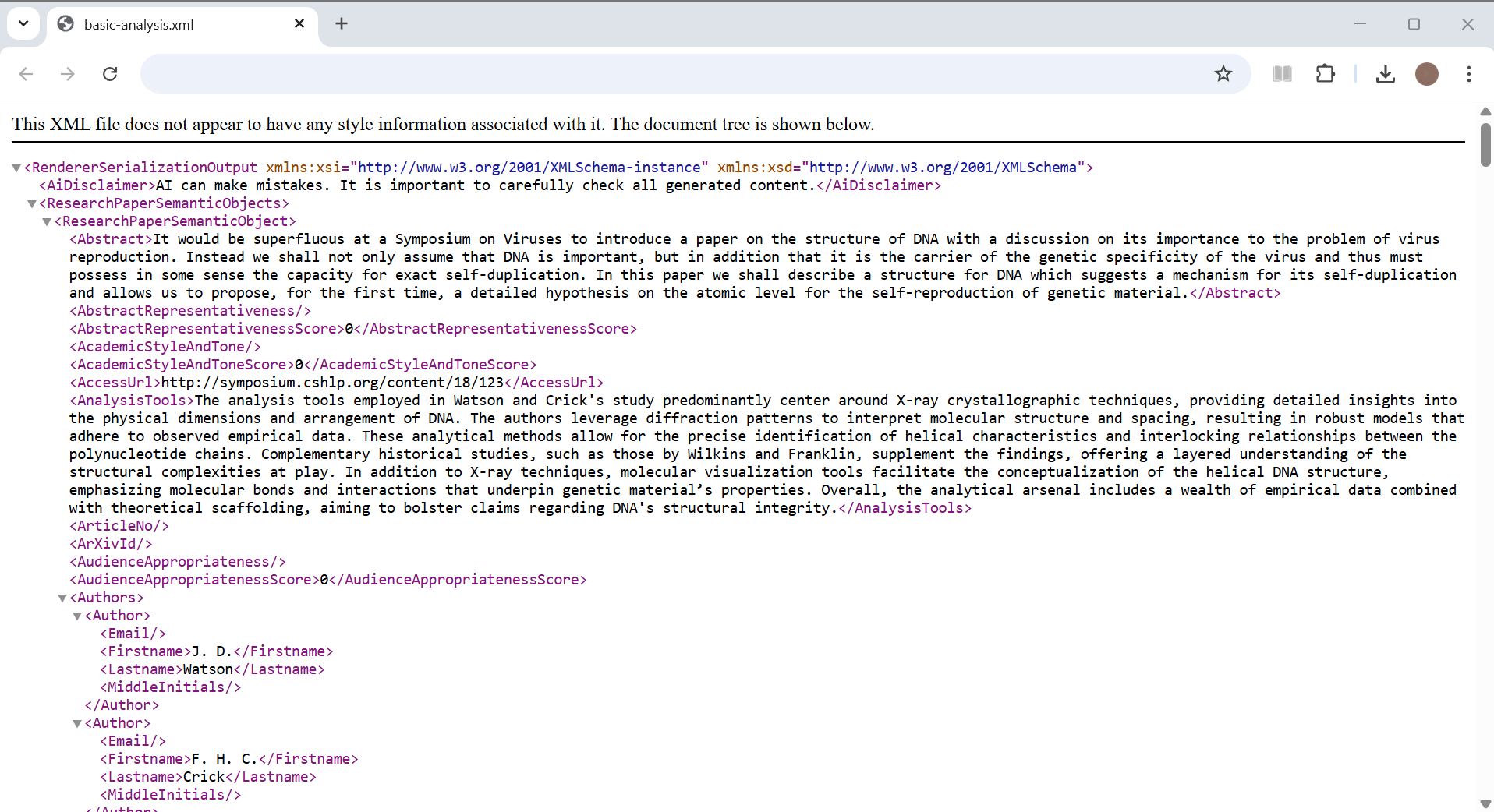 Preview of XML report export